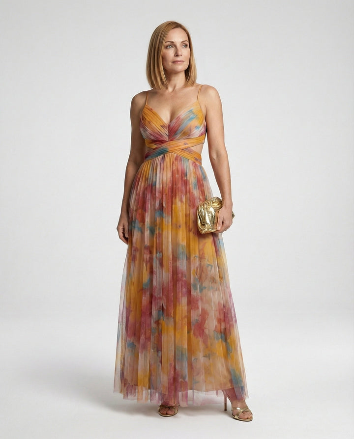 Women's Evening Dress Chiffon with Cut-Out