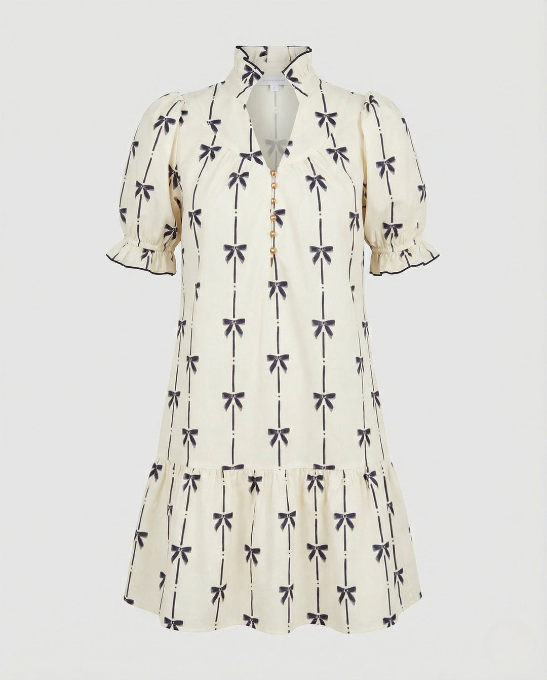 Flower Dress Women's Mini Dress with Puff Sleeves