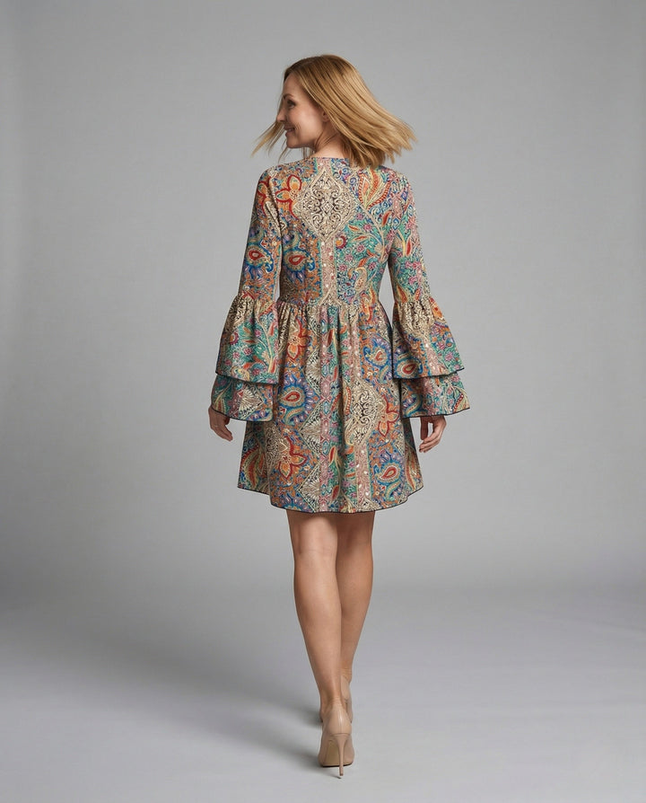 Boho Floral Dress Women's Wrap Mini Dress