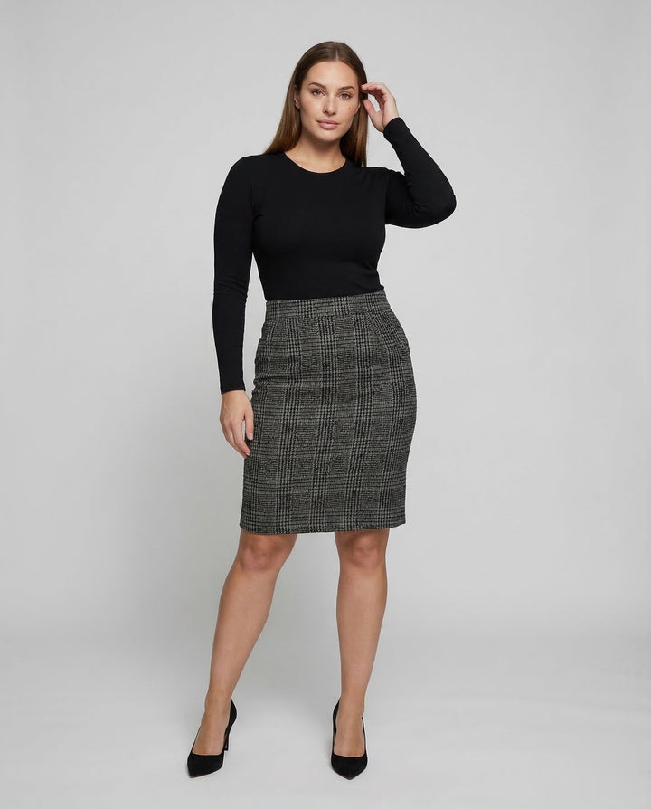 Women's Checkered Pencil Skirt