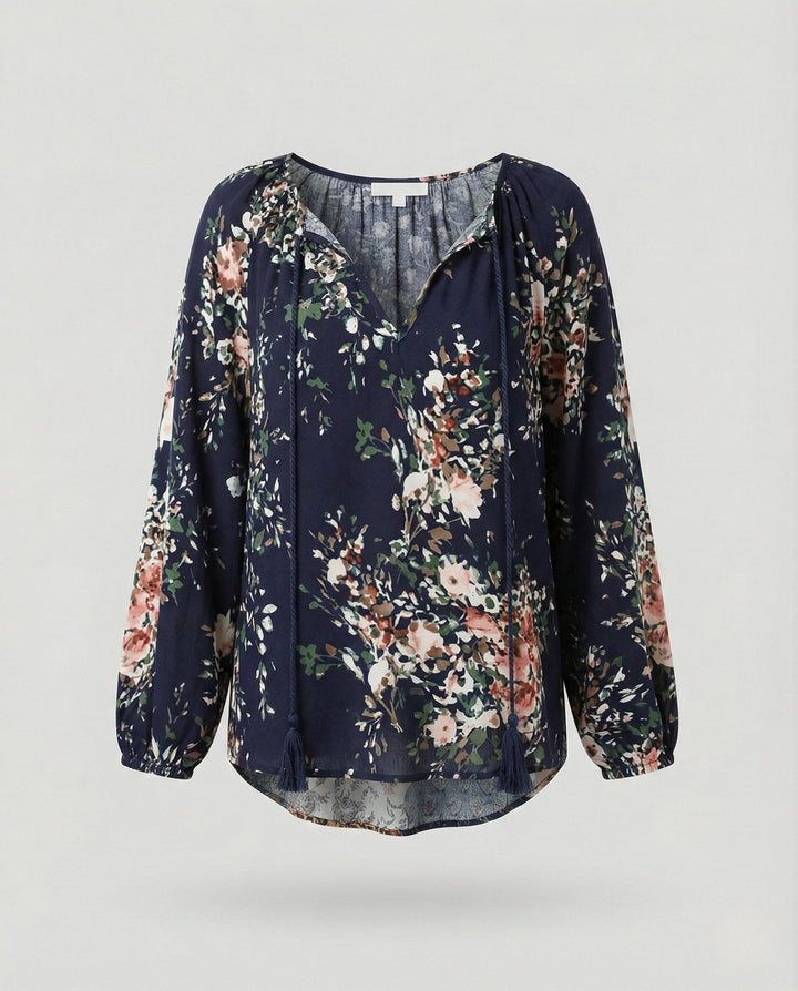 Boho Patchwork Blouse for Women with Tassels and V-Neck