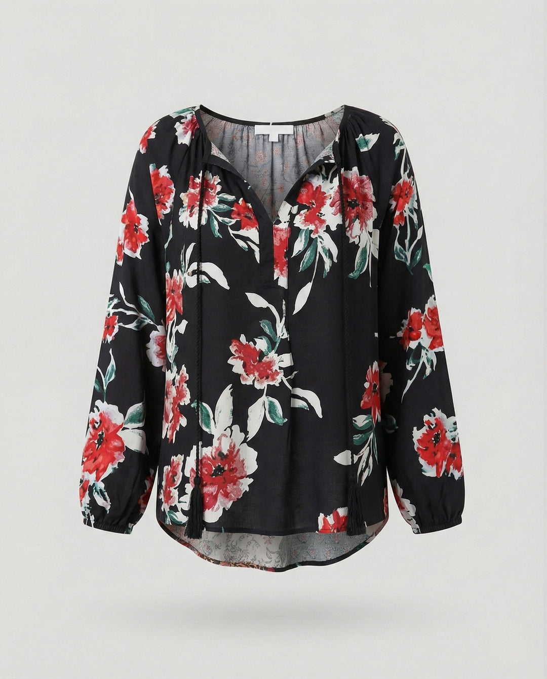 Boho Patchwork Blouse for Women with Tassels and V-Neck