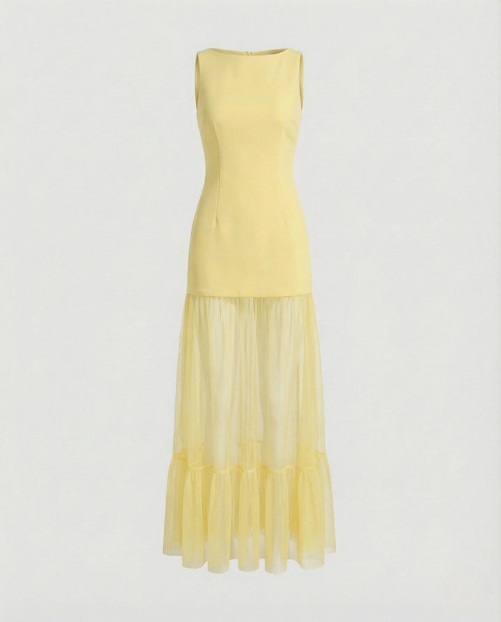 Evening Dress with Boat Neck and Tulle Skirt for Women, view 6 - Elena Harper