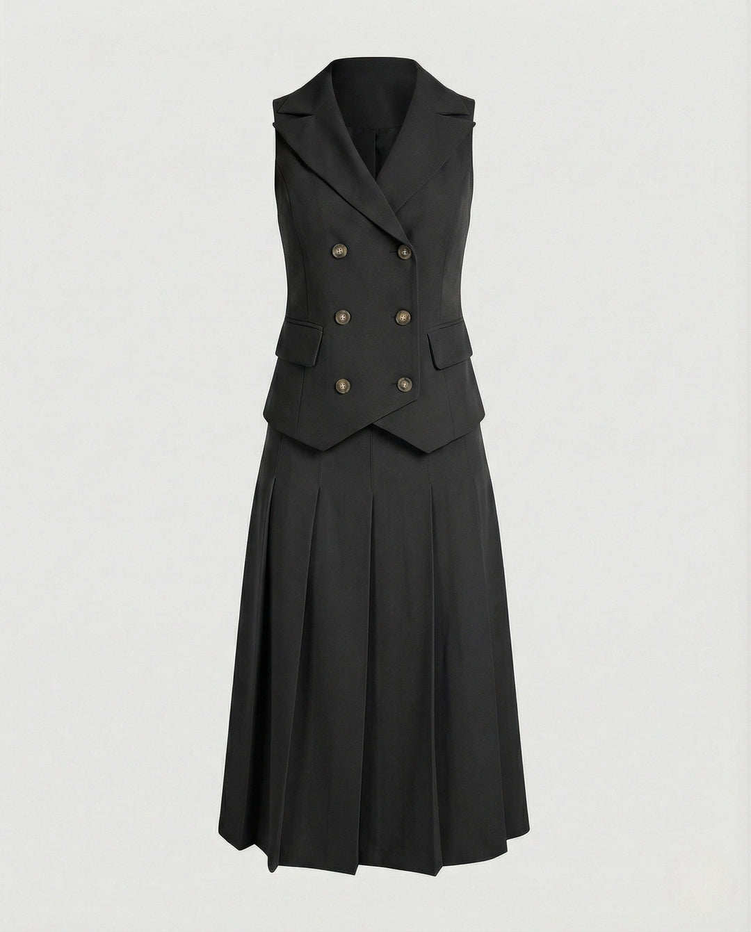 Blazer Maxi Dress Sleeveless Double-Breasted for Women, view 6 - Elena Harper