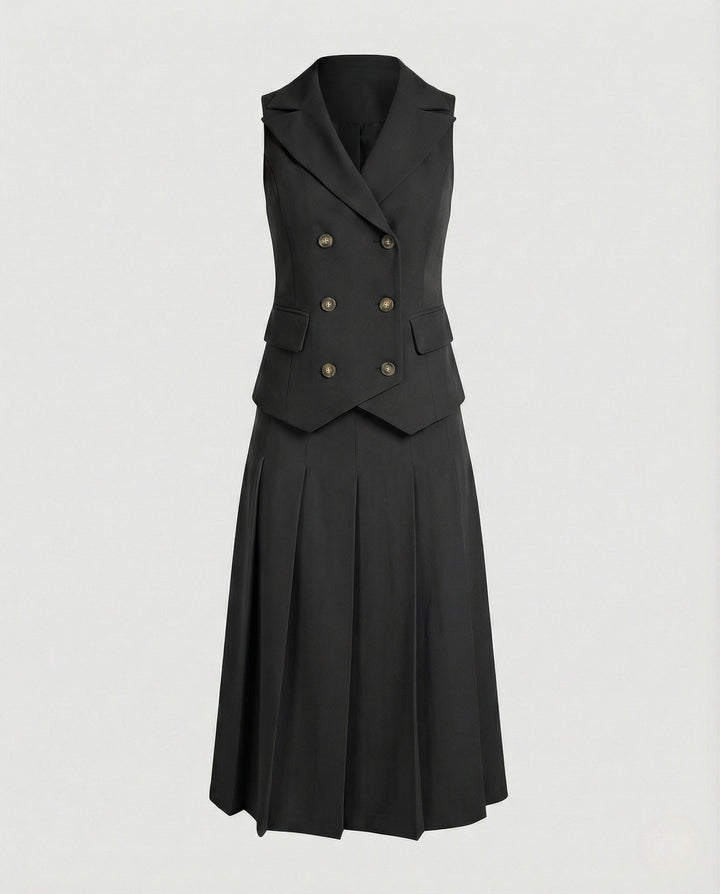 Blazer Maxi Dress Sleeveless Double-Breasted for Women, view 6 - Elena Harper