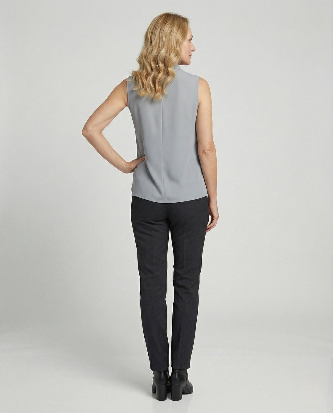 Women's Sleeveless Georgette Top with Shawl Collar
