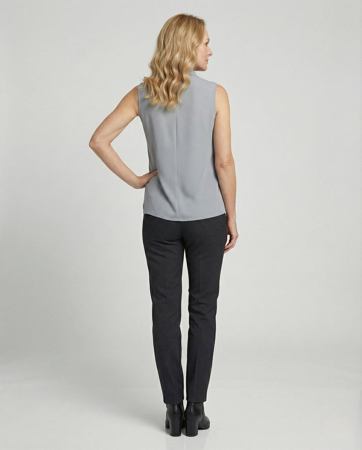 Women's Sleeveless Georgette Top with Shawl Collar
