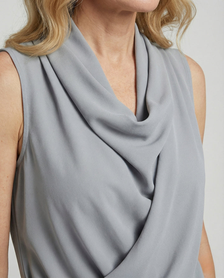 Women's Sleeveless Georgette Top with Shawl Collar