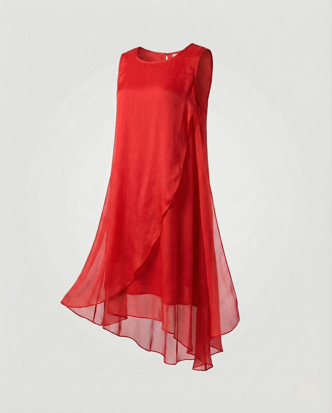 Women's Sleeveless Silk Layered Dress Asymmetrical, view 7 - Elena Harper