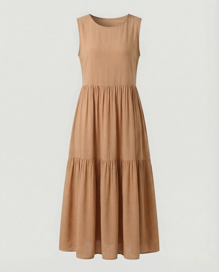 Women's Sleeveless Maxi Tiered Dress with Print