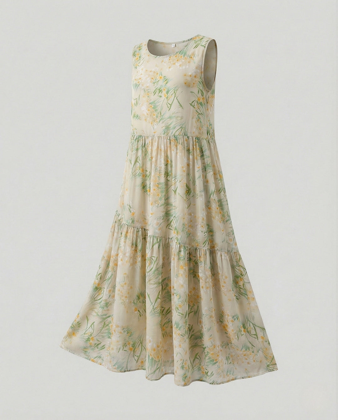 Women's Sleeveless Tiered Maxi Dress with Viscose