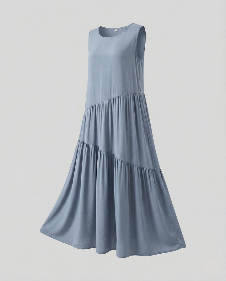 Women's Sleeveless Tiered Maxi Dress with Viscose, view 5 - Elena Harper