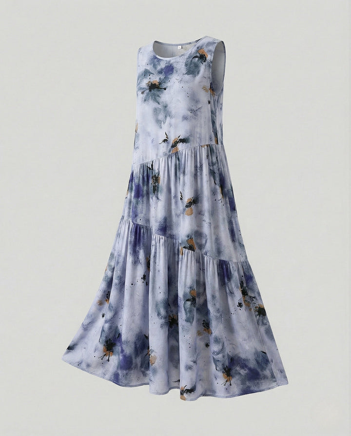 Women's Sleeveless Tiered Maxi Dress with Viscose