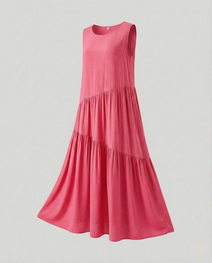 Women's Sleeveless Tiered Maxi Dress with Viscose, view 9 - Elena Harper