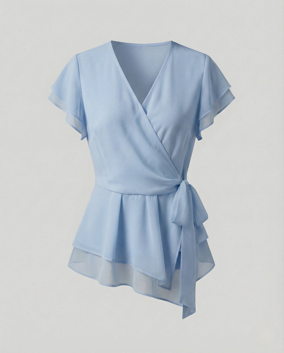 Women's Chiffon Wrap Blouse with Ruffles Élovi, view 8 - Elena Harper