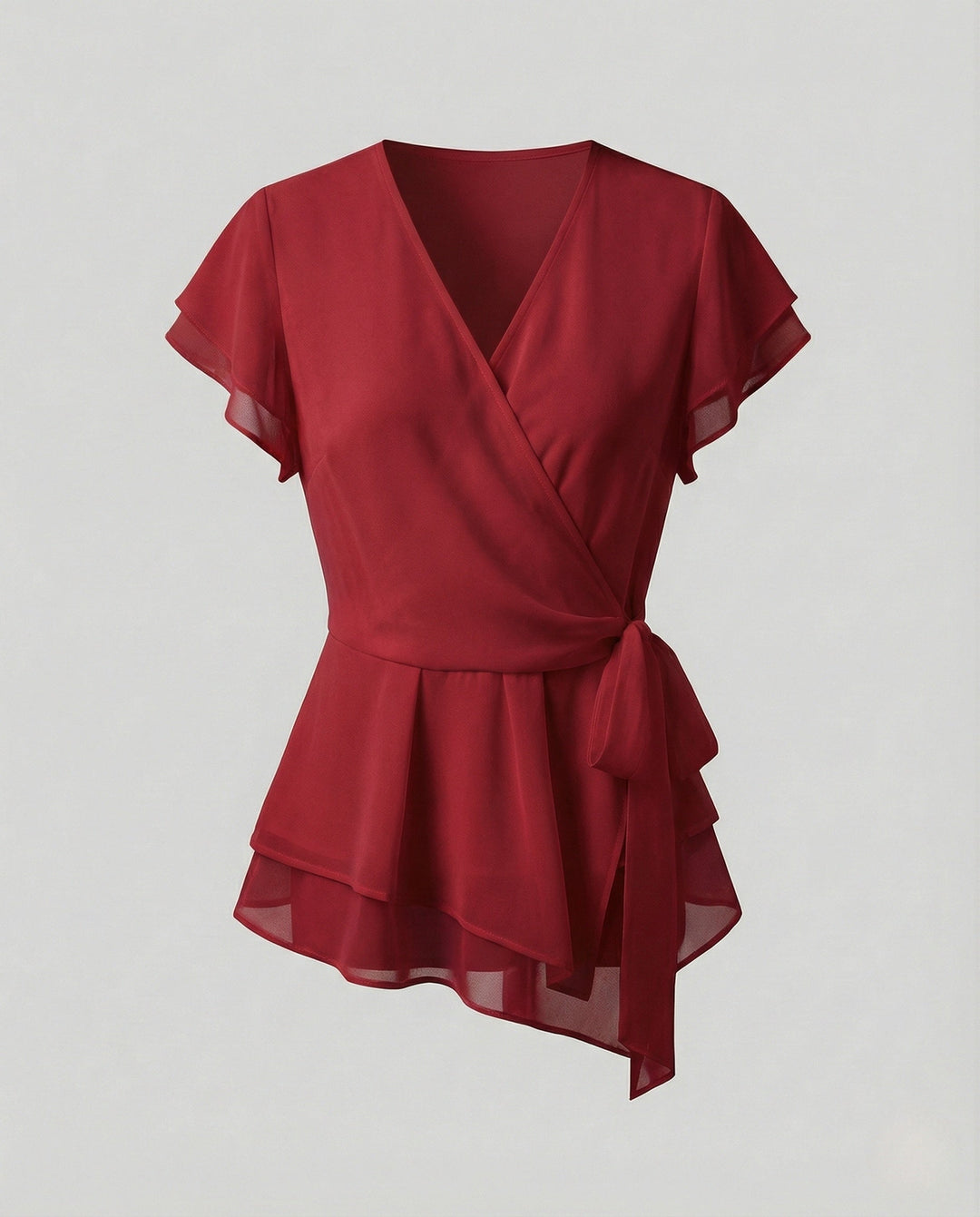 Women's Chiffon Wrap Blouse with Ruffles Élovi, view 7 - Elena Harper