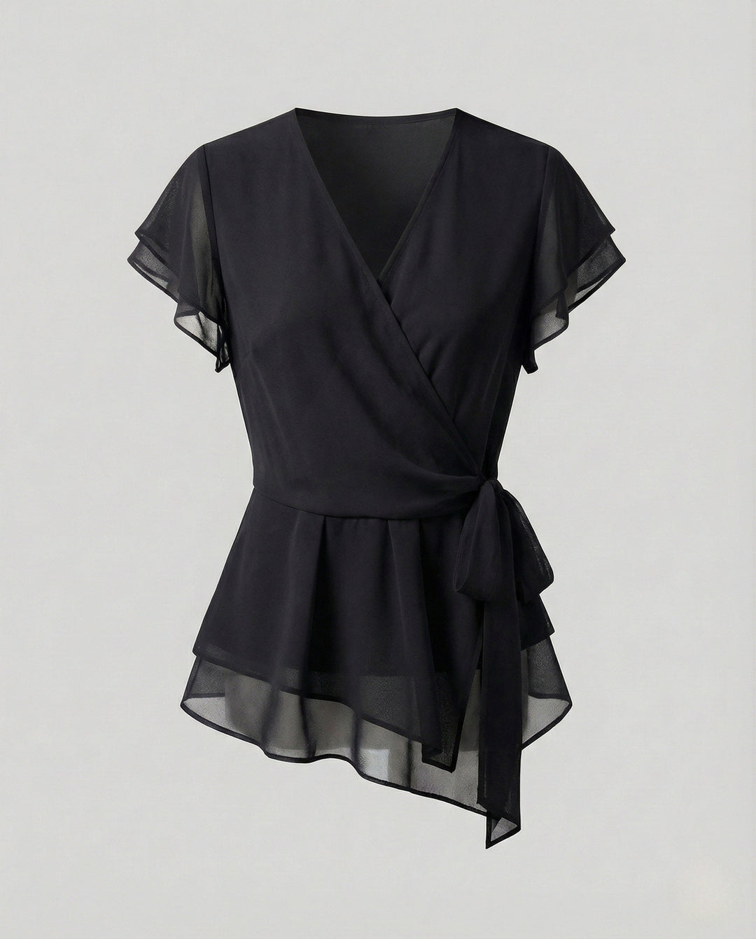 Women's Chiffon Wrap Blouse with Ruffles Élovi, view 6 - Elena Harper