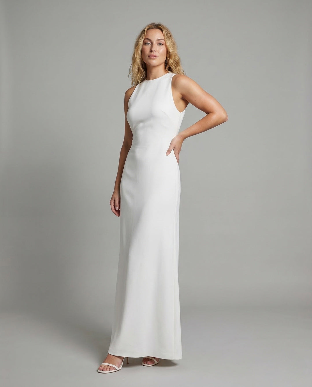 Women's Evening Dress Column Sleeveless Round Neck