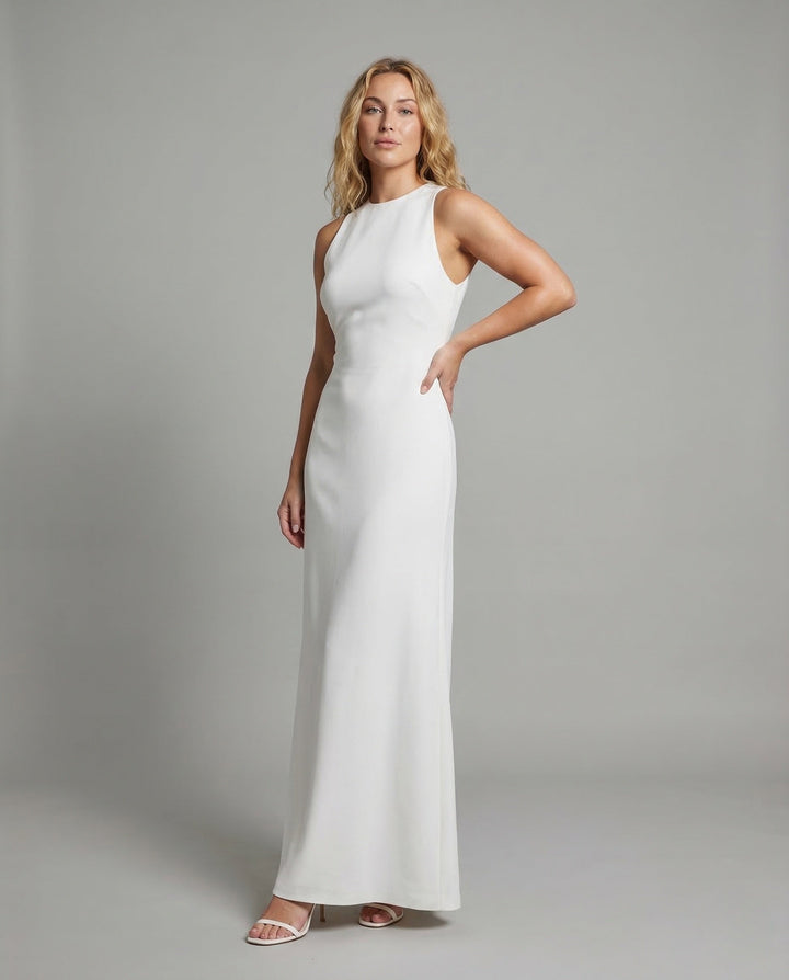 Women's Evening Dress Column Sleeveless Round Neck