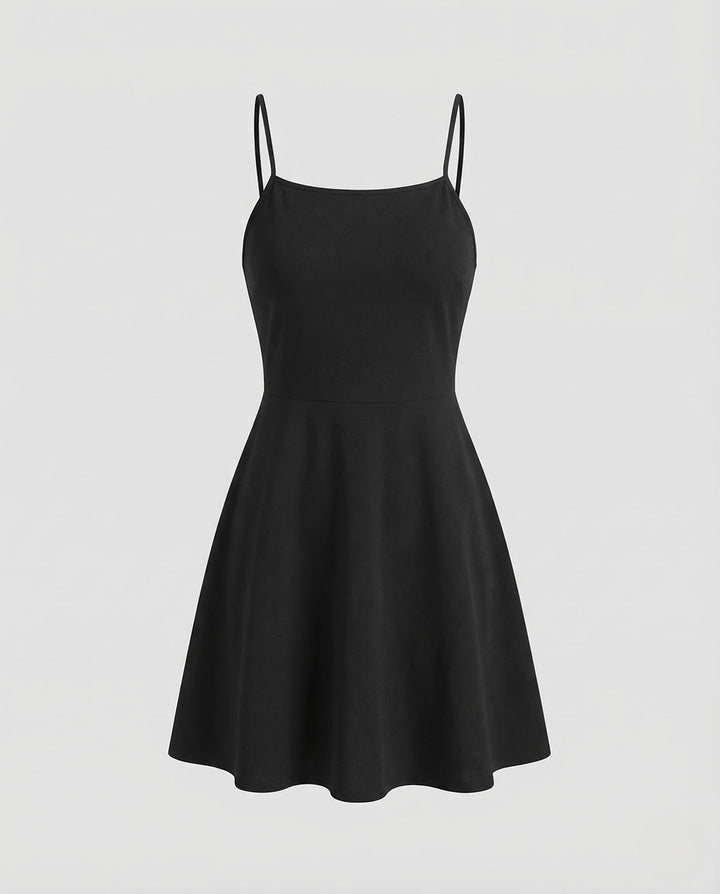 Women's A-Line Strap Dress with Square Neckline