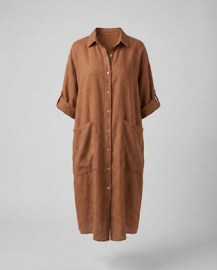 Women's A-Line Shirt Dress Linen Blend