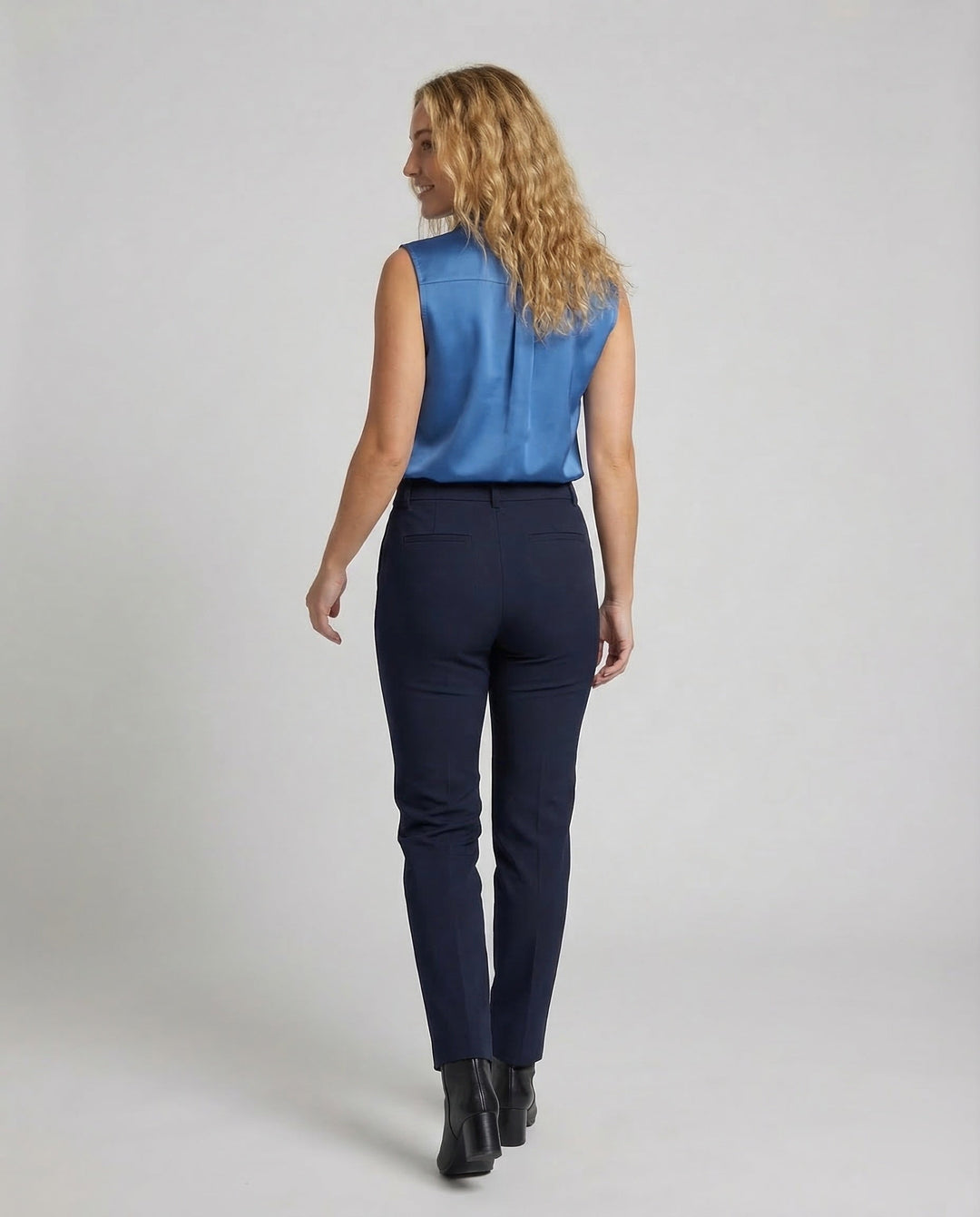 Women's Sleeveless Satin Blouse Shirt, view 4 - Elena Harper