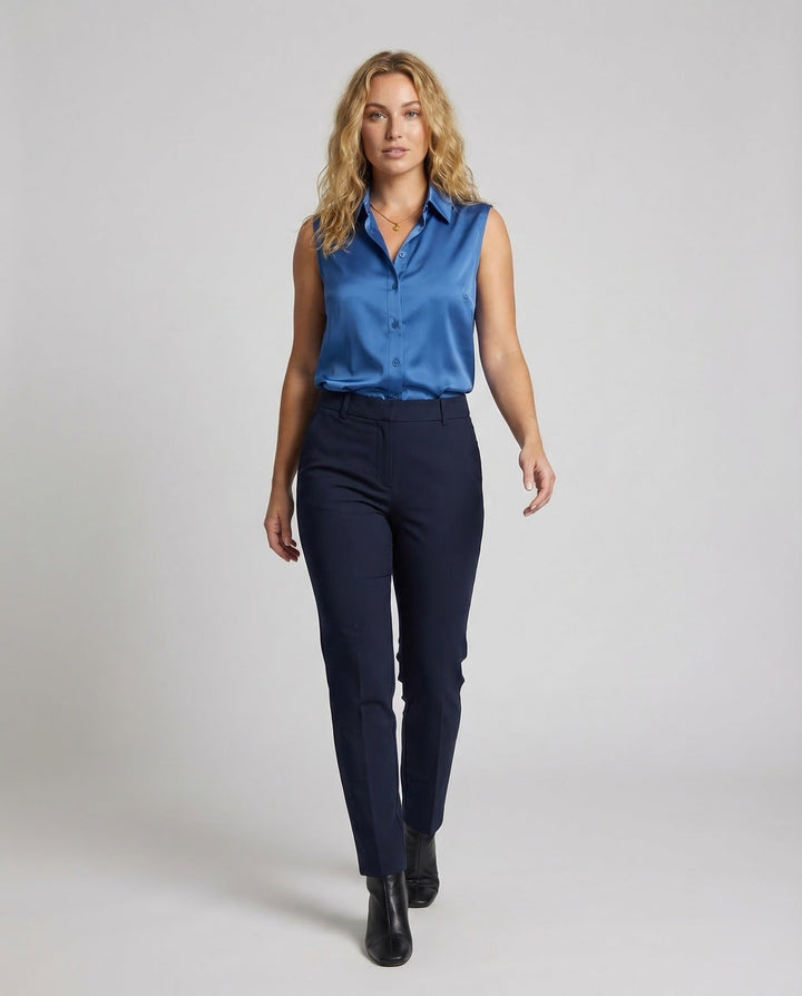Women's Sleeveless Satin Blouse Shirt - Elena Harper