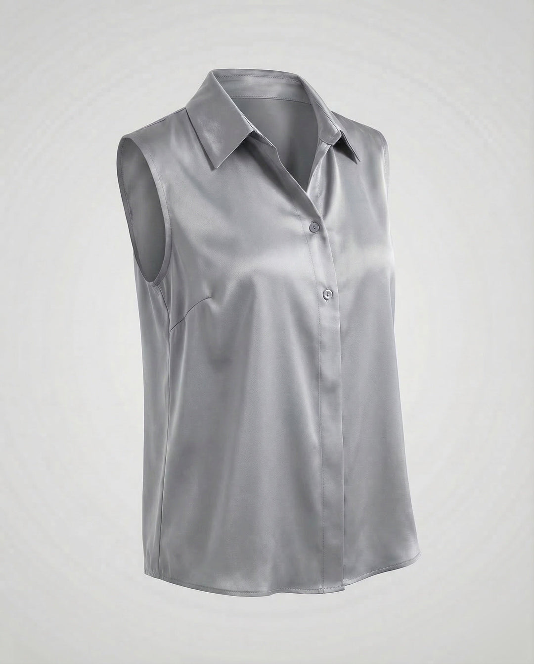 Women's Sleeveless Satin Blouse Shirt, view 6 - Elena Harper