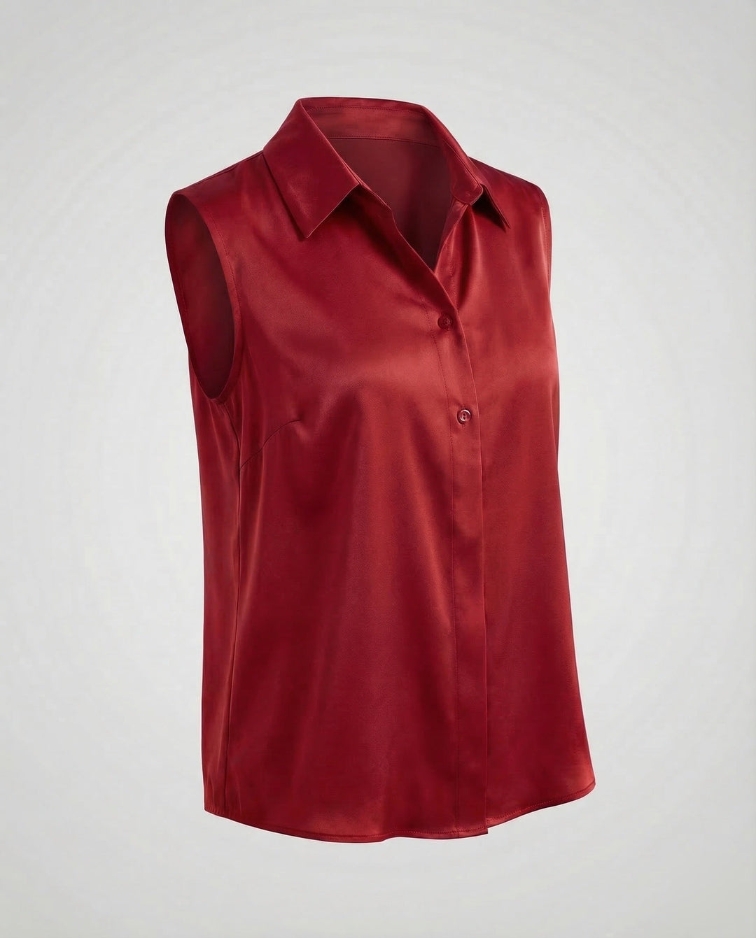 Women's Sleeveless Satin Blouse Shirt, view 8 - Elena Harper