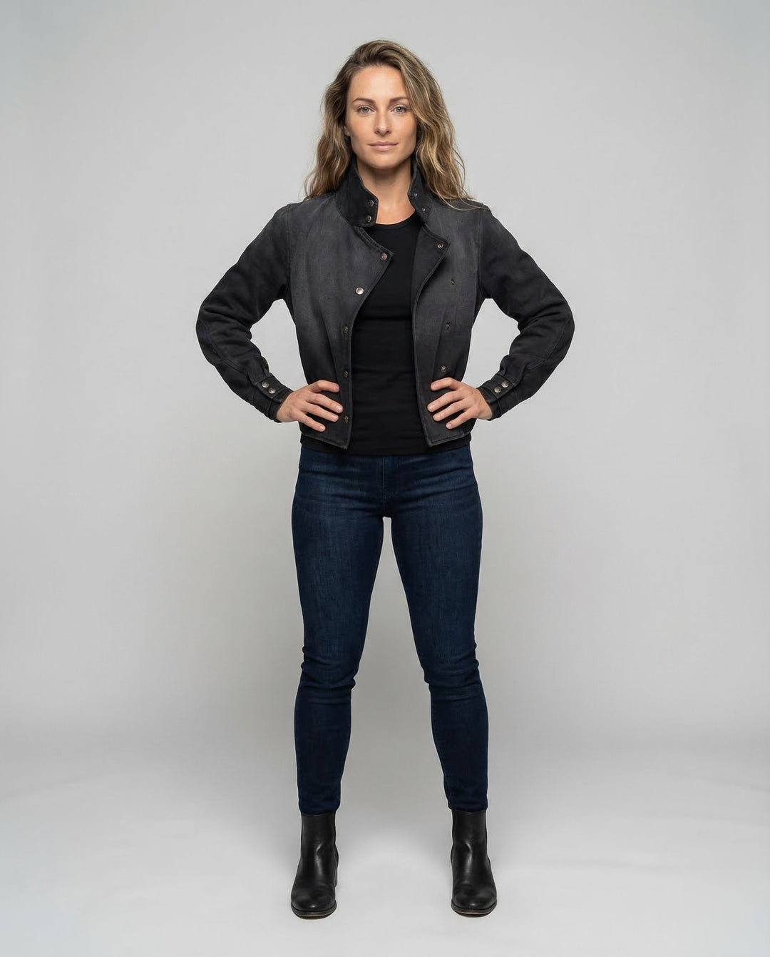 Women's Asymmetrical Short Jacket with Stand-Up Collar