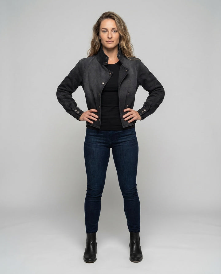 Women's Asymmetrical Short Jacket with Stand-Up Collar