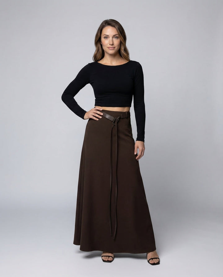 Women's A-Line Skirt with Decorative Ring Belt