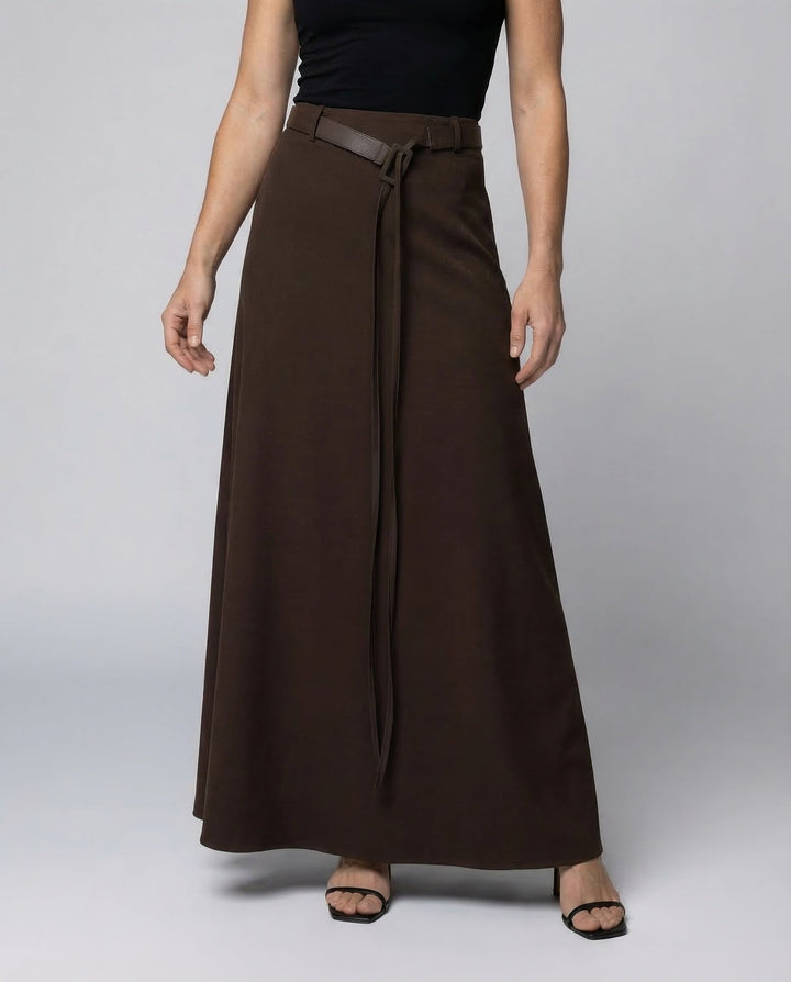 Women's A-Line Skirt with Decorative Ring Belt
