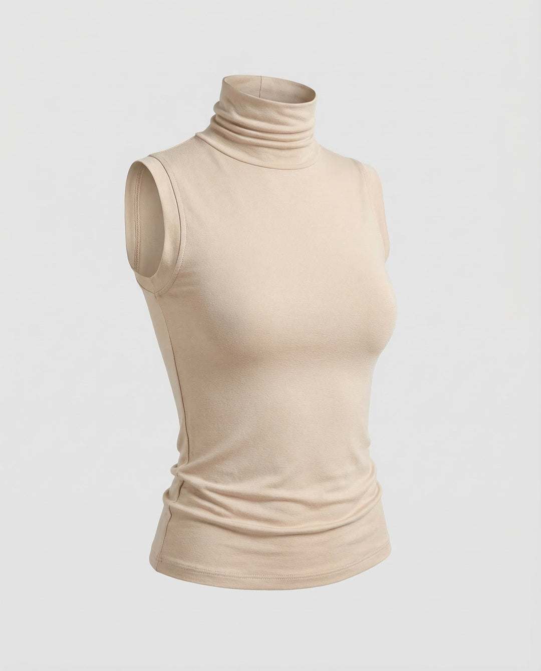 Women's Sleeveless Turtleneck Top Stretch Jersey, view 5 - Elena Harper