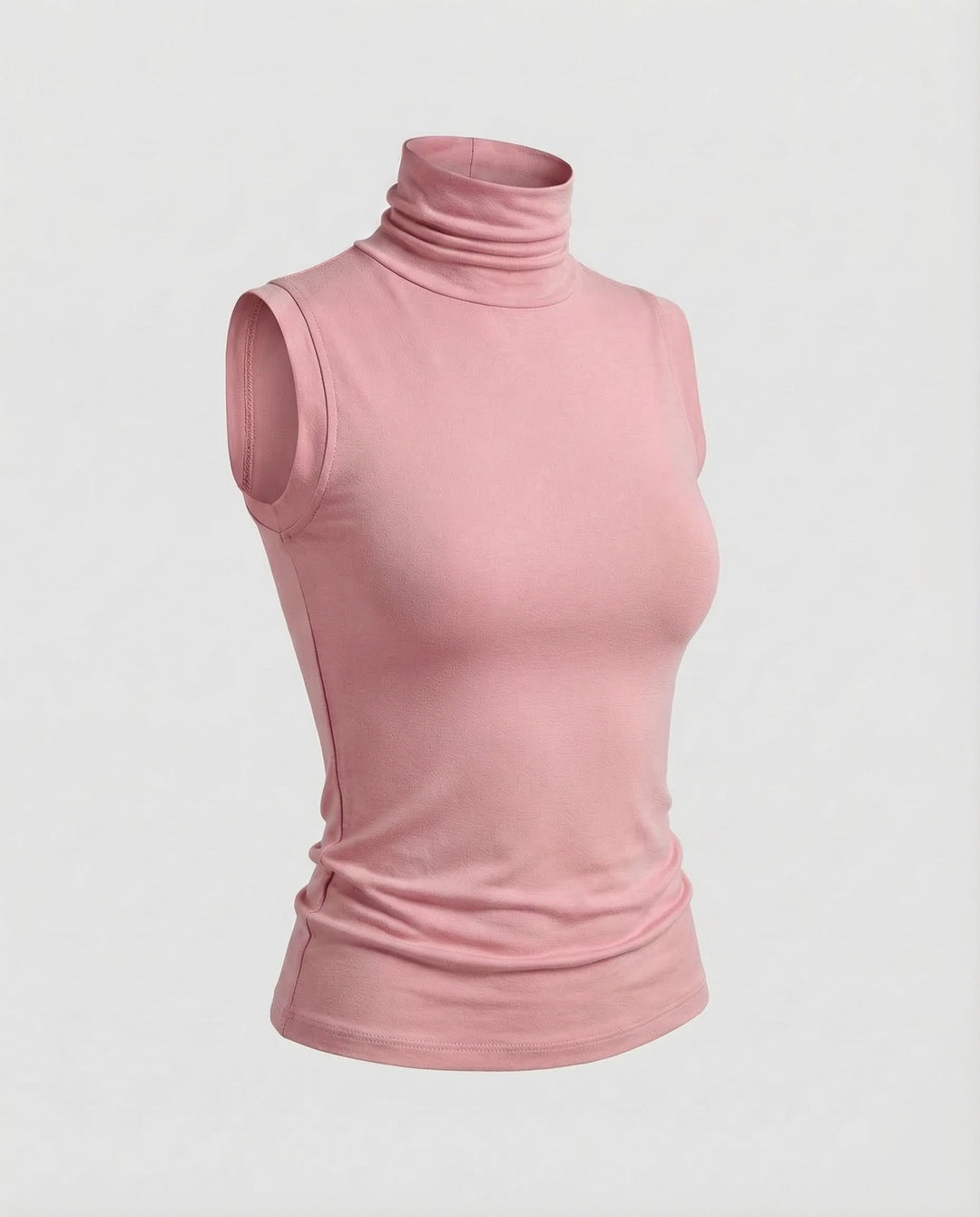 Women's Sleeveless Turtleneck Top Stretch Jersey, view 9 - Elena Harper
