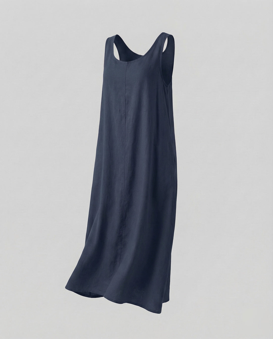 Women's A-Line Maxi Dress with Ruffled Linen Look