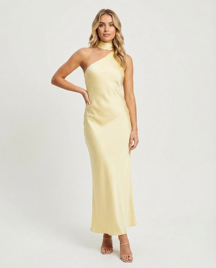 Women's Evening Dress One-Shoulder Asymmetrical Draping