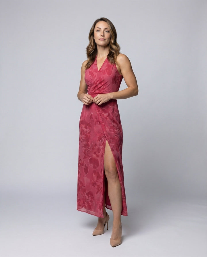 Women's Evening Maxi Dress Silk Look Corset Bodice