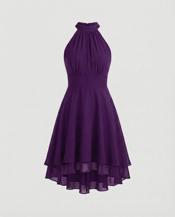 Women's Chiffon Cocktail Dress with Ruffled Hem – Élara