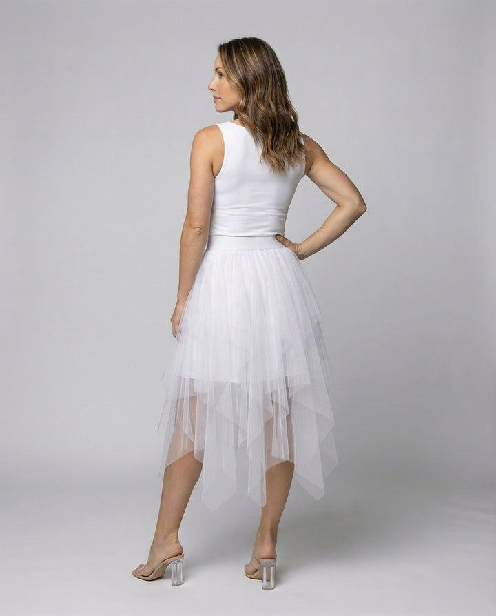 Women's Asymmetrical Tulle Layered Skirt
