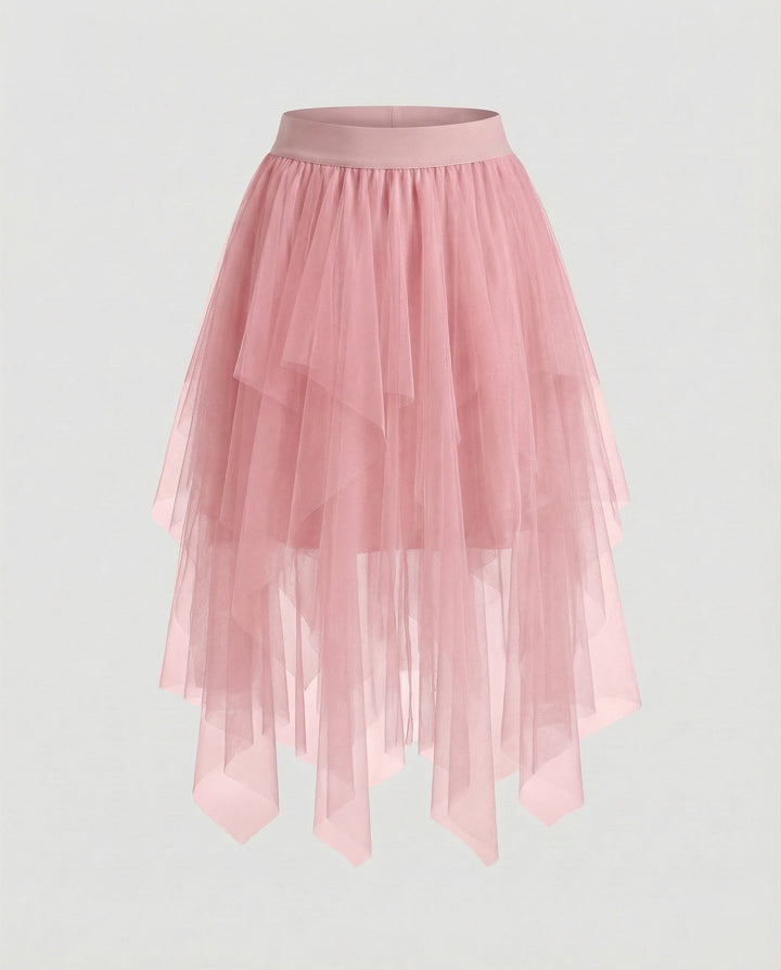 Women's Asymmetrical Tulle Layered Skirt