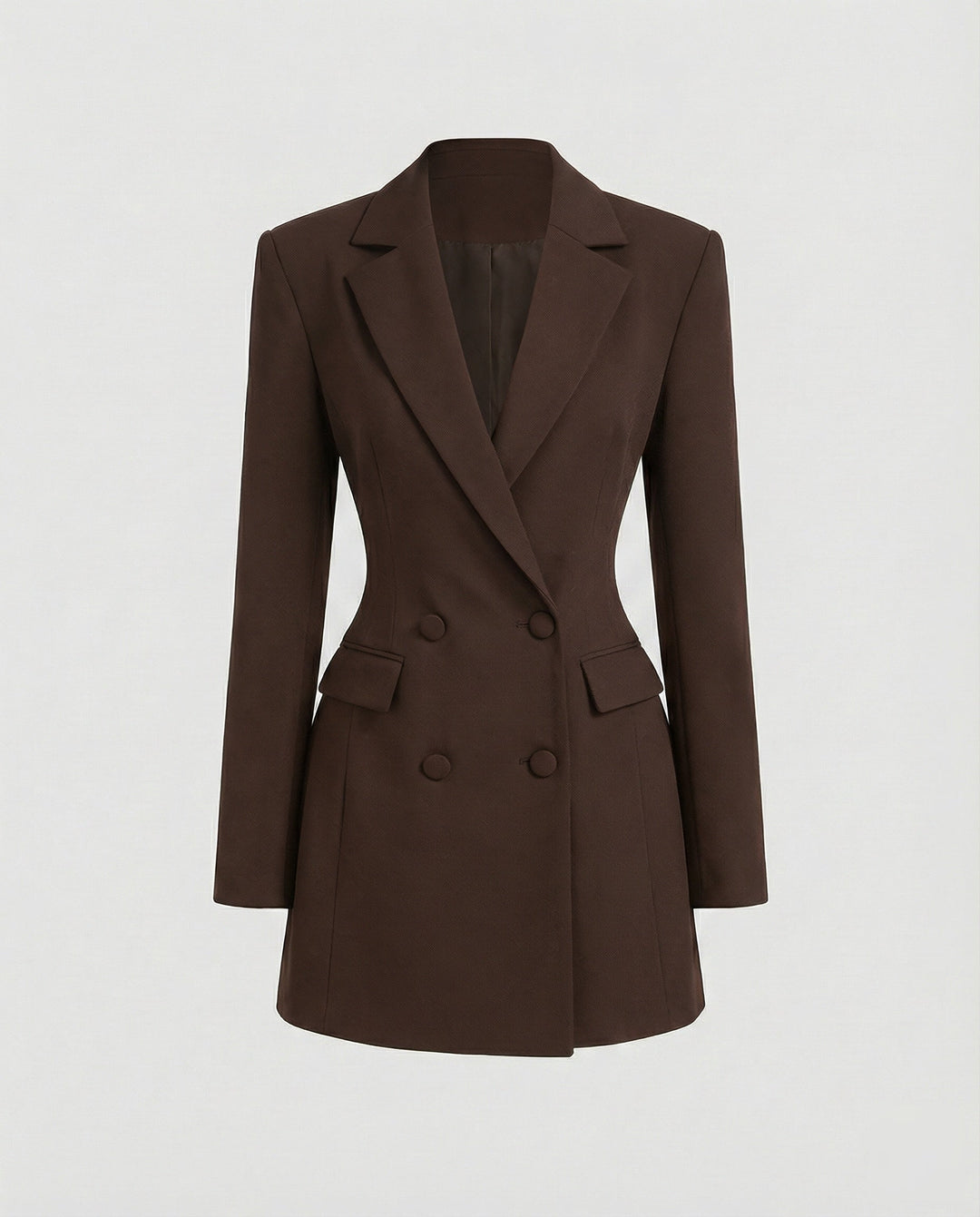Women's Fitted Blazer Dress with Double-Breasted Placket