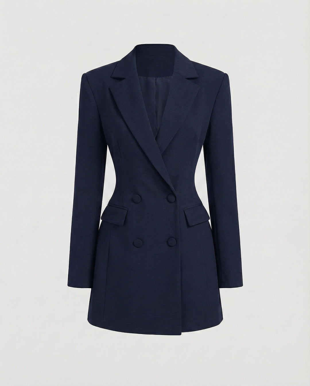 Women's Fitted Blazer Dress with Double-Breasted Placket