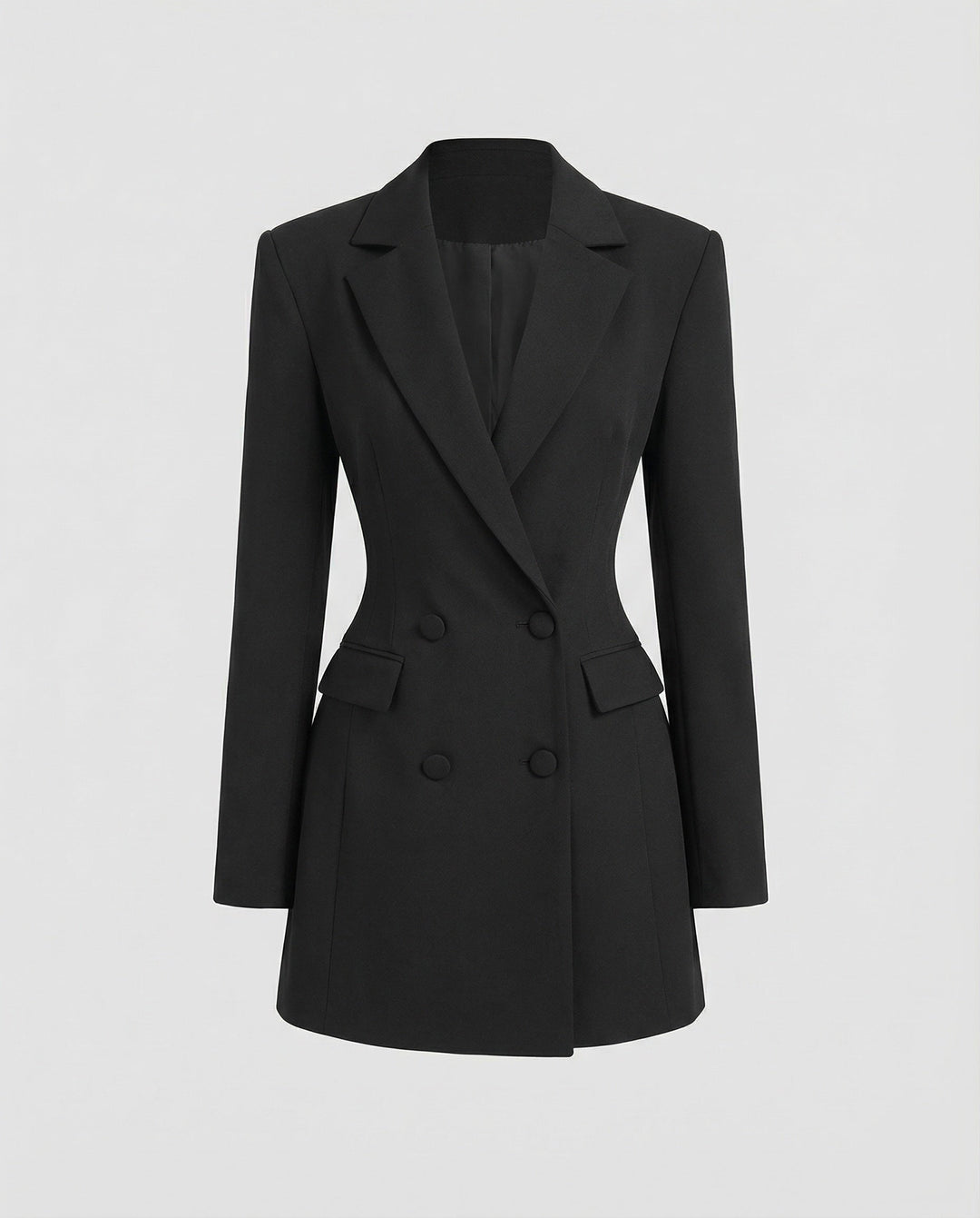 Women's Fitted Blazer Dress with Double-Breasted Placket