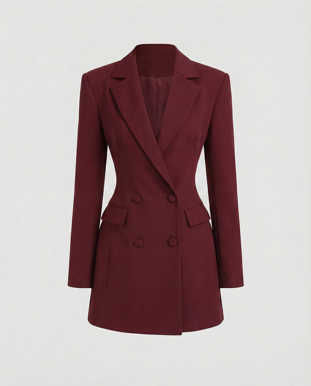 Women's Fitted Blazer Dress with Double-Breasted Placket