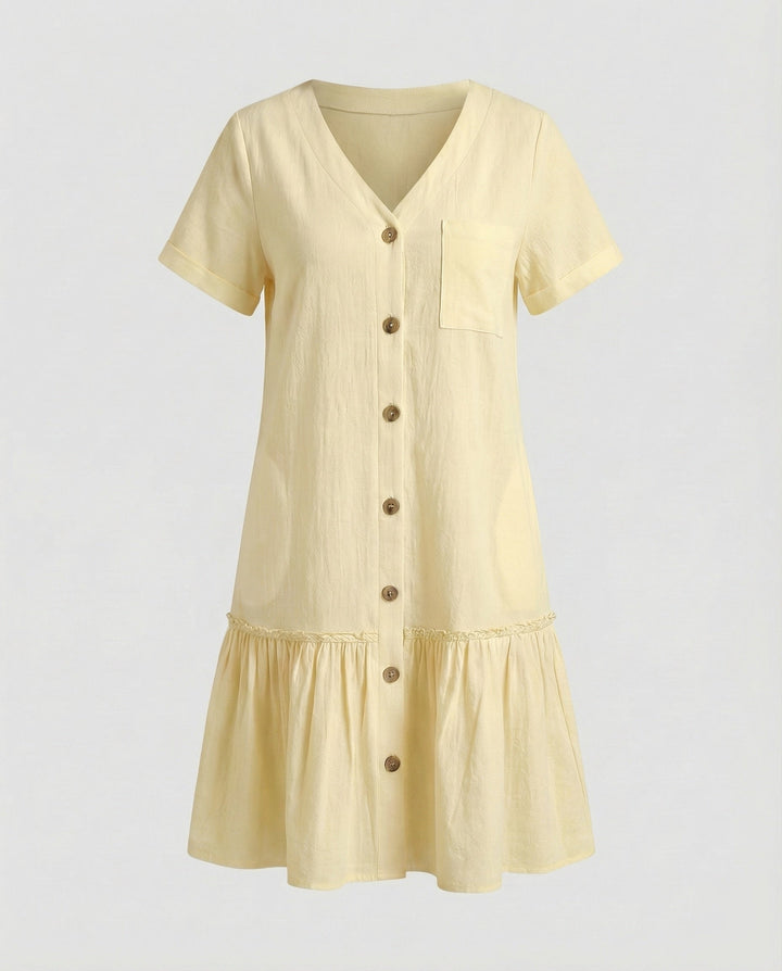 Women's A-Line Summer Dress Made of Cotton-Linen Blend