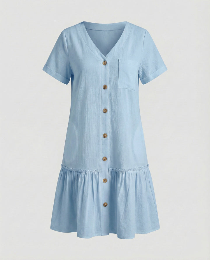 Women's A-Line Summer Dress Made of Cotton-Linen Blend