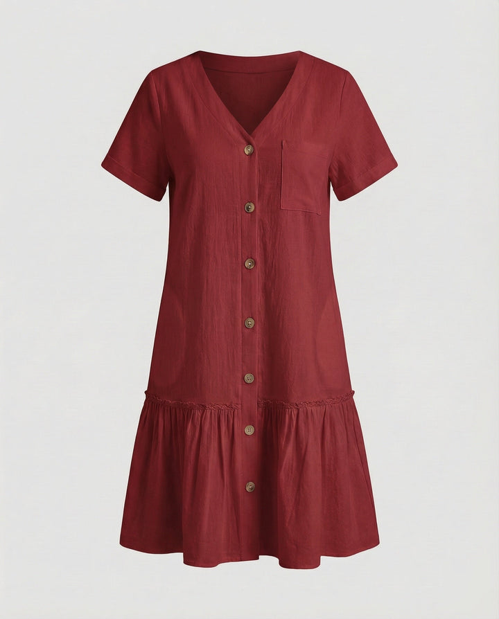 Women's A-Line Summer Dress Made of Cotton-Linen Blend