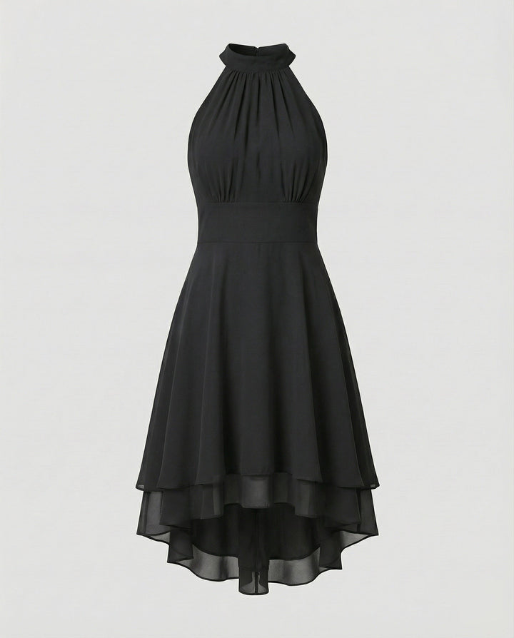 Women's Sleeveless Chiffon Cocktail Dress with Ruffled Hem, view 10 - Elena Harper