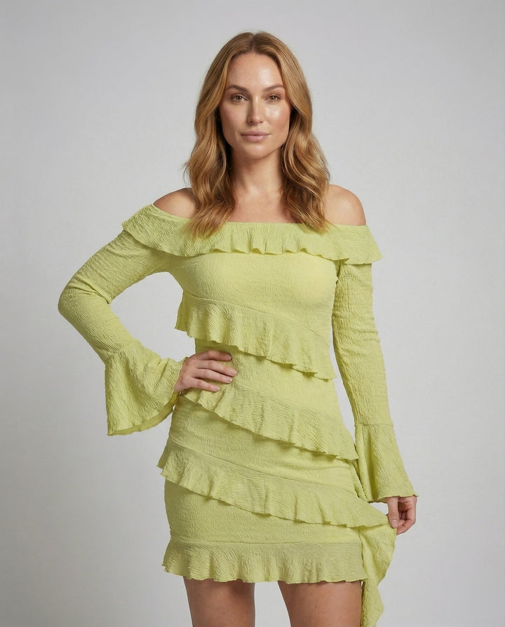 Women's Asymmetrical Off-Shoulder Mini Dress with Ruffles